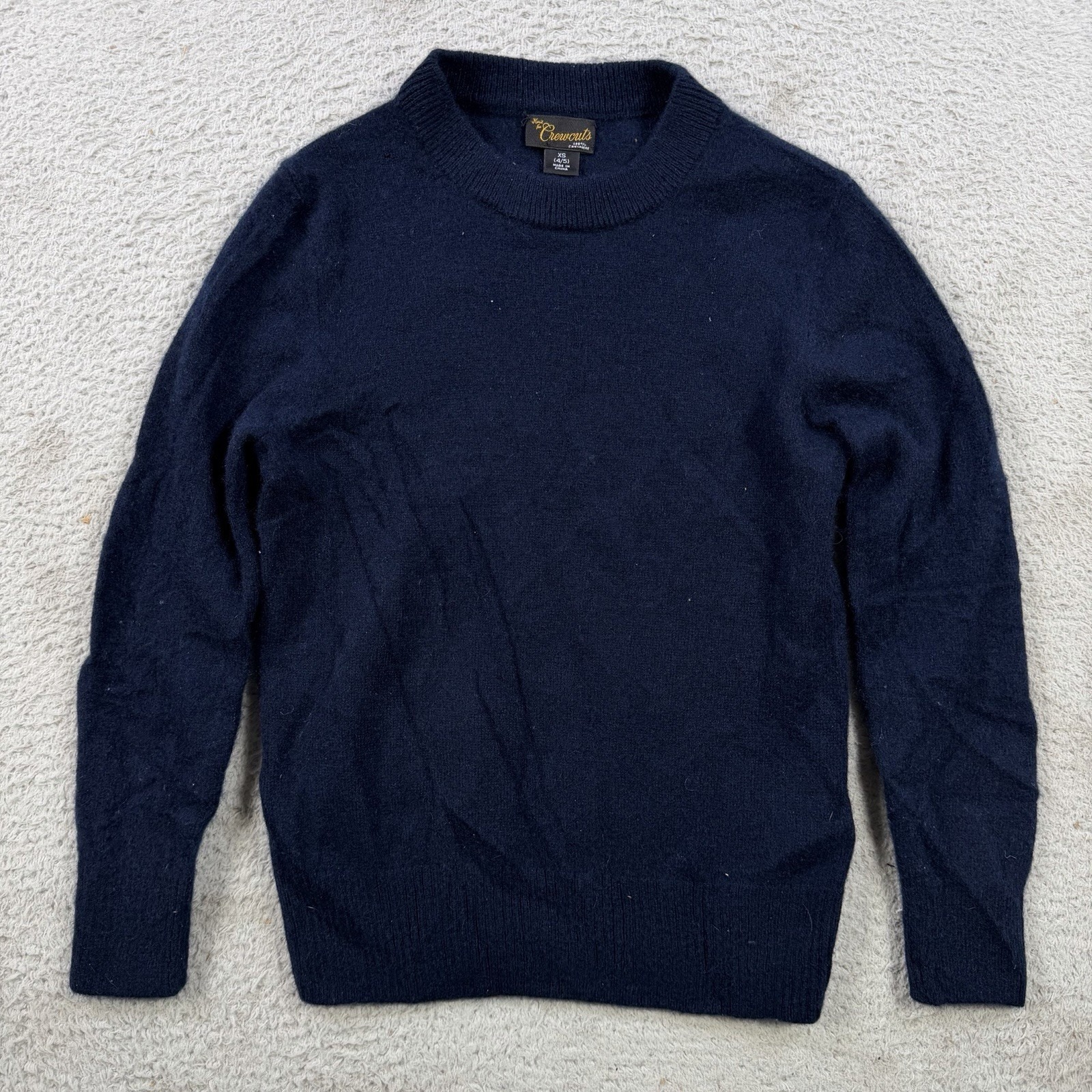 J Crew Crewcuts Sweater Kids Xs 4/5 Navy 100% Cashmere Crewneck Pullover Boys